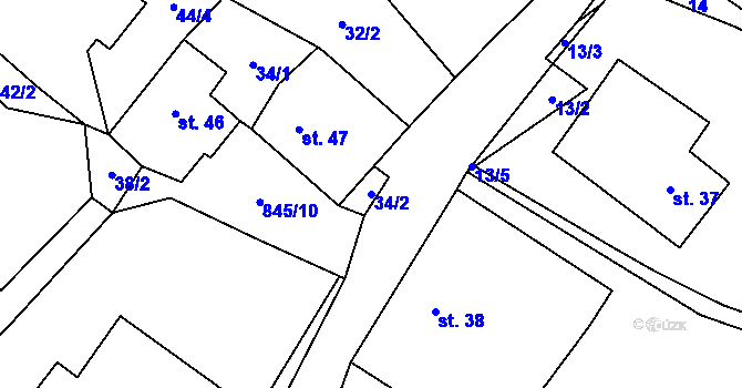 Parcela st. 34/2 v KÚ Makov u Litomyšle, Katastrální mapa