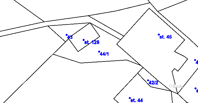 Parcela st. 44/1 v KÚ Makov u Litomyšle, Katastrální mapa
