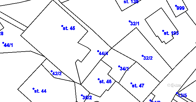 Parcela st. 44/4 v KÚ Makov u Litomyšle, Katastrální mapa