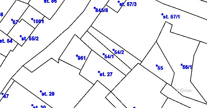 Parcela st. 54/1 v KÚ Makov u Litomyšle, Katastrální mapa