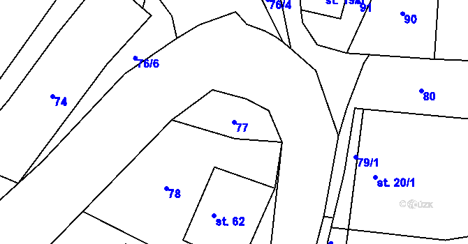 Parcela st. 77 v KÚ Makov u Litomyšle, Katastrální mapa