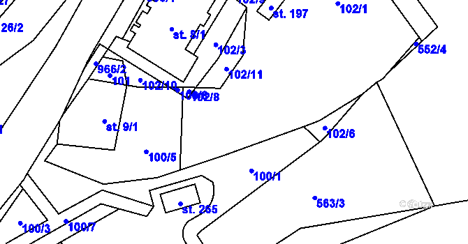 Parcela st. 100/2 v KÚ Makov u Litomyšle, Katastrální mapa