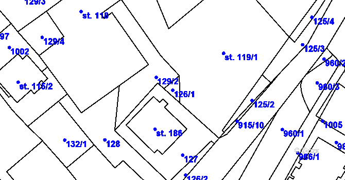 Parcela st. 126/1 v KÚ Makov u Litomyšle, Katastrální mapa