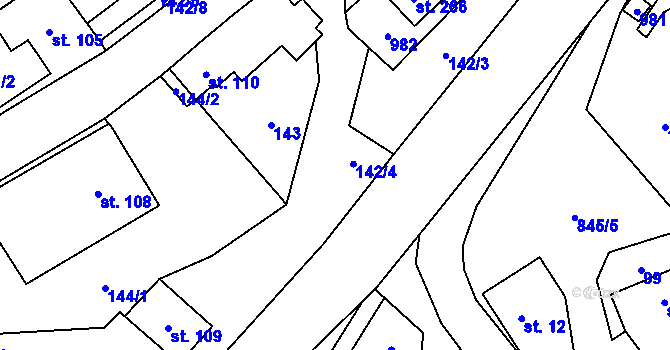 Parcela st. 142/4 v KÚ Makov u Litomyšle, Katastrální mapa