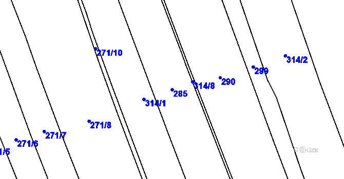 Parcela st. 285 v KÚ Makov u Litomyšle, Katastrální mapa