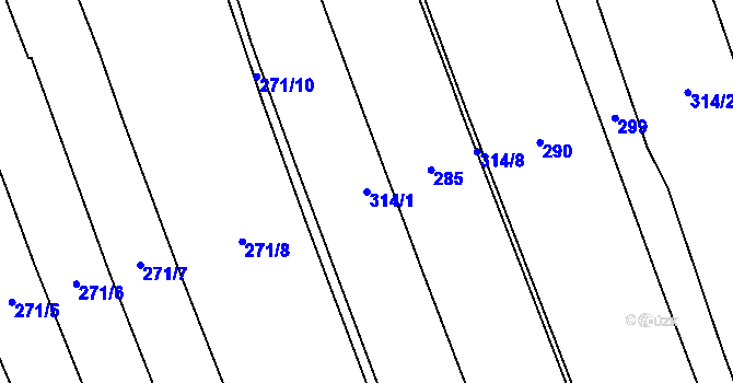 Parcela st. 314/1 v KÚ Makov u Litomyšle, Katastrální mapa