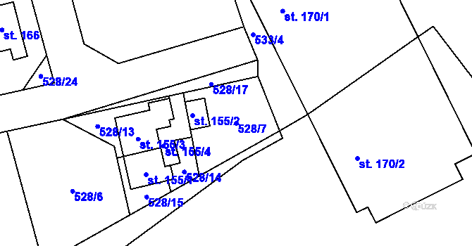 Parcela st. 528/7 v KÚ Makov u Litomyšle, Katastrální mapa