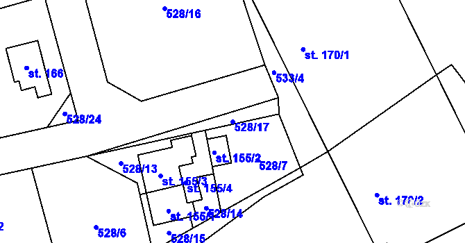 Parcela st. 528/17 v KÚ Makov u Litomyšle, Katastrální mapa