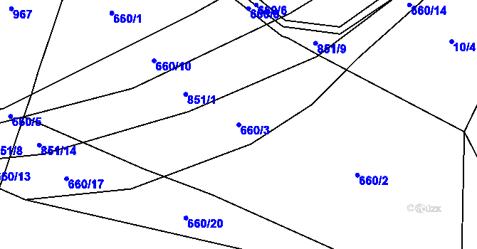 Parcela st. 660/3 v KÚ Makov u Litomyšle, Katastrální mapa