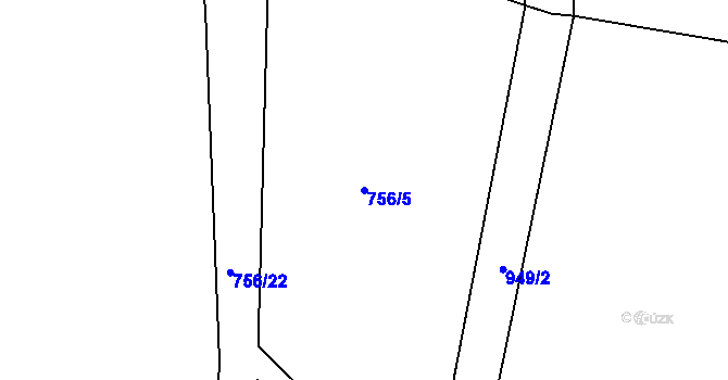 Parcela st. 756/5 v KÚ Makov u Litomyšle, Katastrální mapa