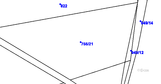 Parcela st. 756/21 v KÚ Makov u Litomyšle, Katastrální mapa
