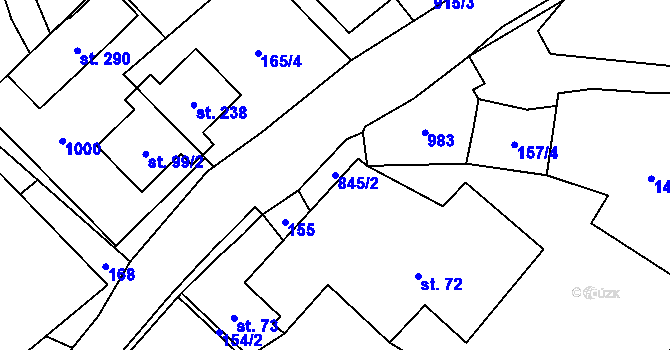 Parcela st. 845/2 v KÚ Makov u Litomyšle, Katastrální mapa