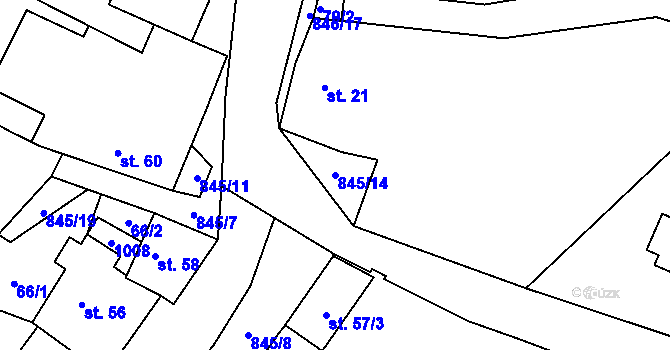 Parcela st. 845/14 v KÚ Makov u Litomyšle, Katastrální mapa