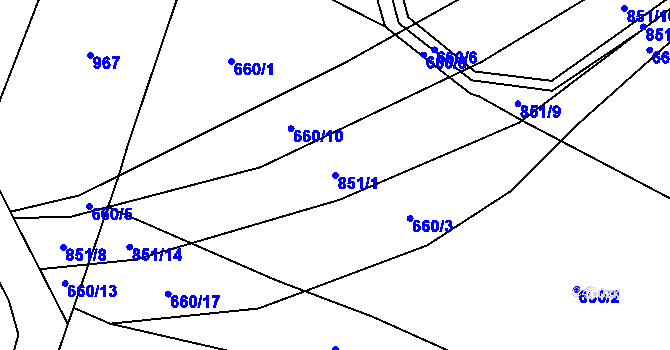 Parcela st. 851/1 v KÚ Makov u Litomyšle, Katastrální mapa