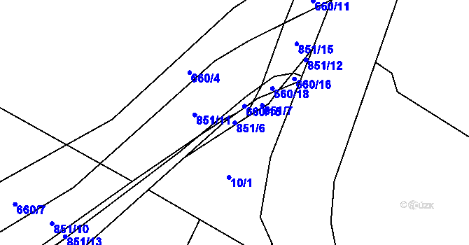 Parcela st. 851/6 v KÚ Makov u Litomyšle, Katastrální mapa