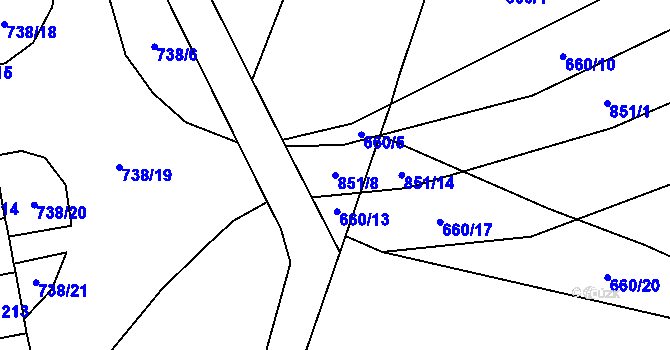 Parcela st. 851/8 v KÚ Makov u Litomyšle, Katastrální mapa