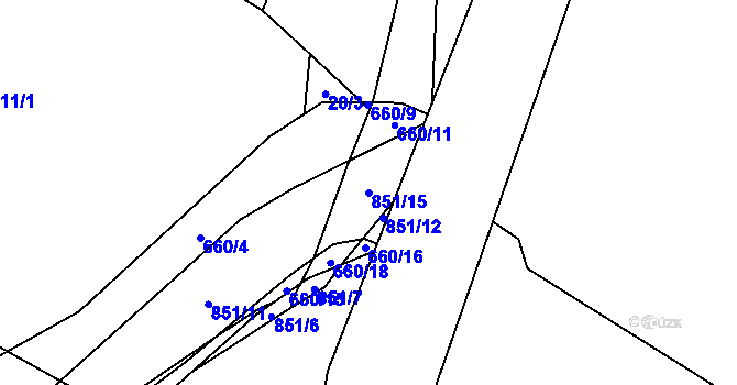 Parcela st. 851/15 v KÚ Makov u Litomyšle, Katastrální mapa