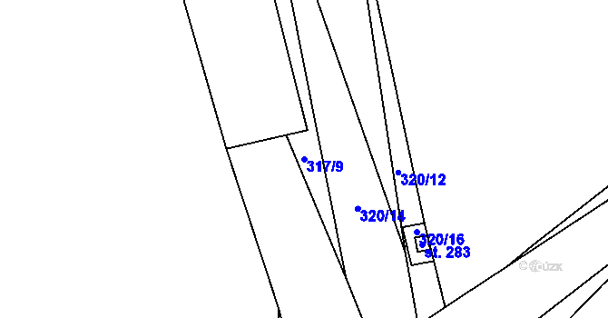 Parcela st. 317/9 v KÚ Makov u Litomyšle, Katastrální mapa