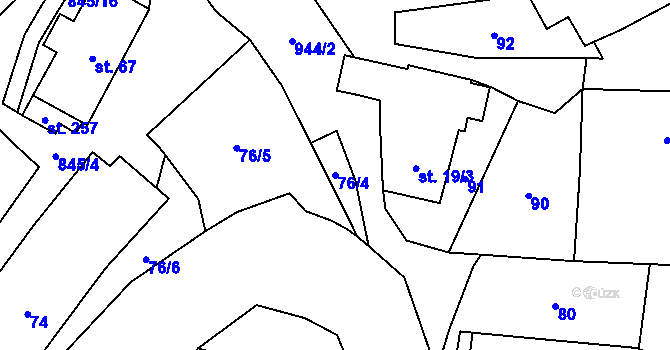 Parcela st. 76/4 v KÚ Makov u Litomyšle, Katastrální mapa