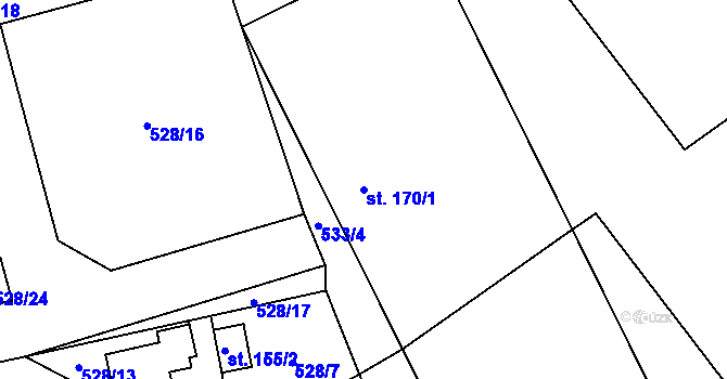 Parcela st. 170/1 v KÚ Makov u Litomyšle, Katastrální mapa