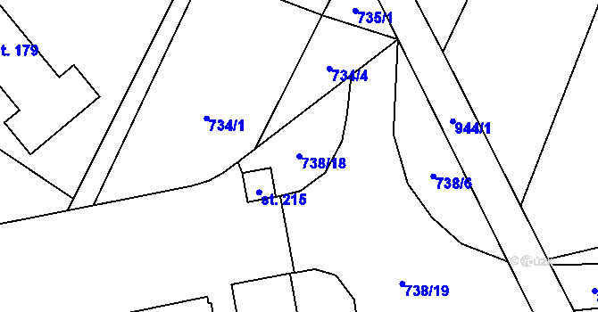 Parcela st. 738/18 v KÚ Makov u Litomyšle, Katastrální mapa