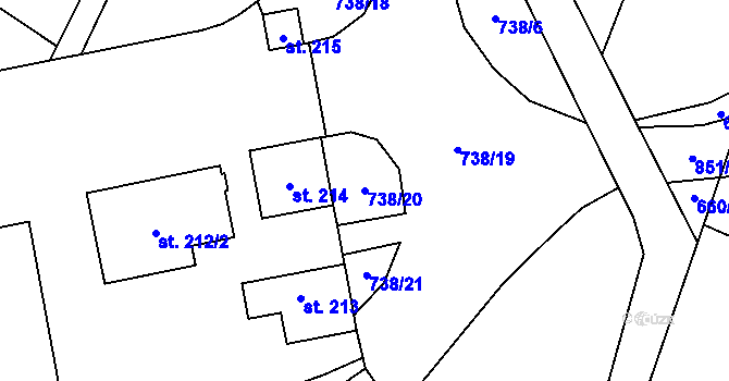 Parcela st. 738/20 v KÚ Makov u Litomyšle, Katastrální mapa