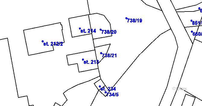 Parcela st. 738/21 v KÚ Makov u Litomyšle, Katastrální mapa