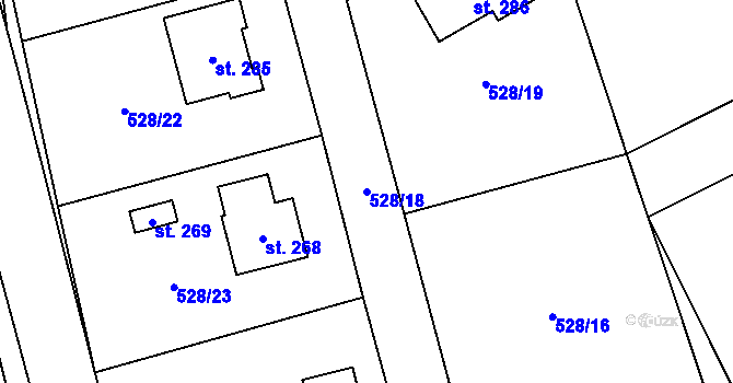 Parcela st. 528/18 v KÚ Makov u Litomyšle, Katastrální mapa