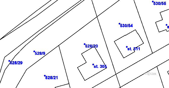 Parcela st. 528/20 v KÚ Makov u Litomyšle, Katastrální mapa
