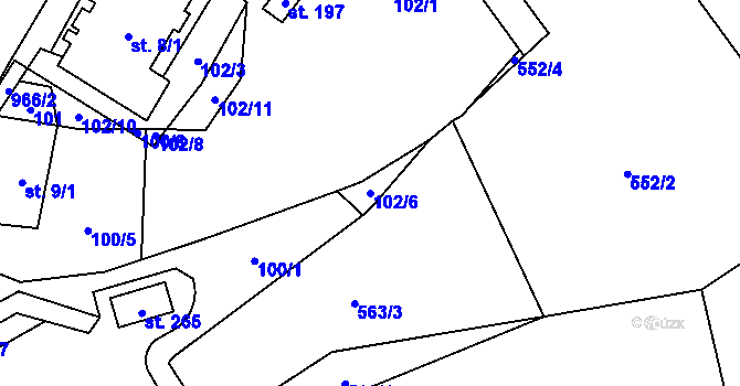 Parcela st. 102/6 v KÚ Makov u Litomyšle, Katastrální mapa