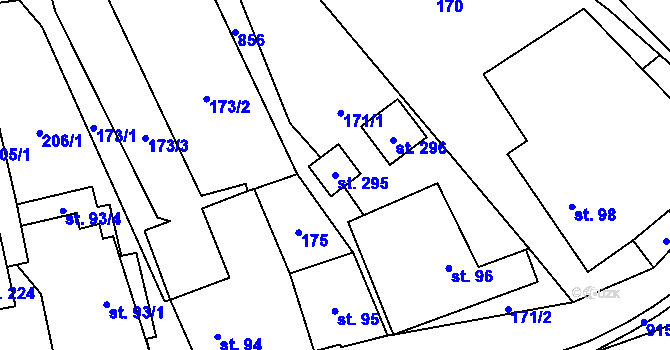 Parcela st. 295 v KÚ Makov u Litomyšle, Katastrální mapa
