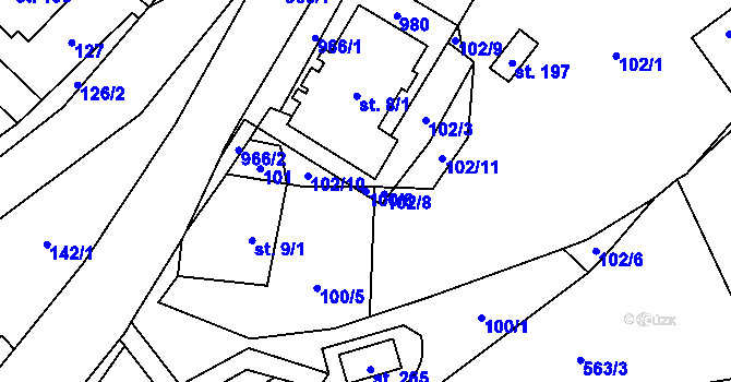 Parcela st. 100/8 v KÚ Makov u Litomyšle, Katastrální mapa