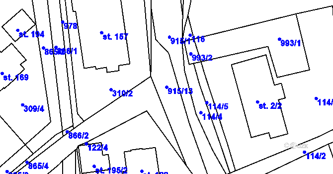 Parcela st. 915/13 v KÚ Makov u Litomyšle, Katastrální mapa