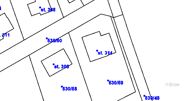 Parcela st. 314 v KÚ Makov u Litomyšle, Katastrální mapa