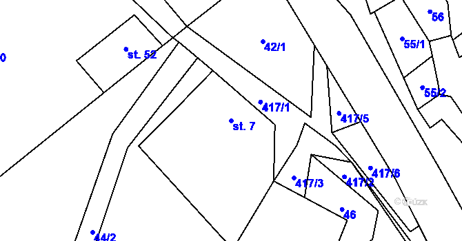 Parcela st. 7 v KÚ Makov, Katastrální mapa