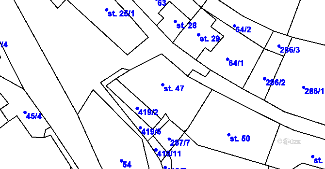 Parcela st. 47 v KÚ Makov, Katastrální mapa