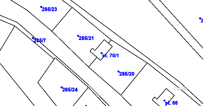 Parcela st. 70/1 v KÚ Makov, Katastrální mapa