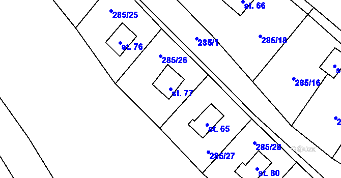 Parcela st. 77 v KÚ Makov, Katastrální mapa