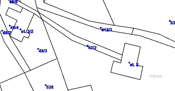 Parcela st. 52/2 v KÚ Makov, Katastrální mapa