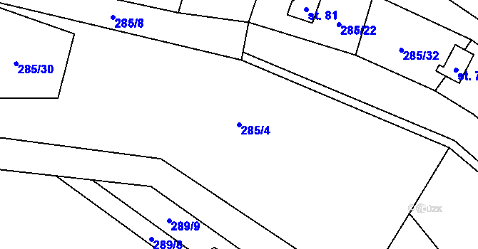Parcela st. 285/4 v KÚ Makov, Katastrální mapa