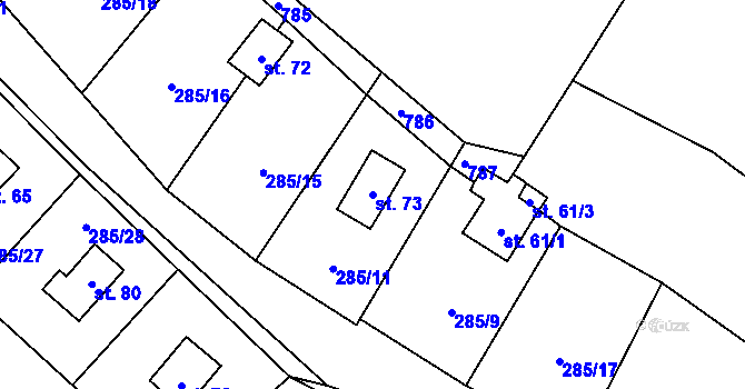 Parcela st. 73 v KÚ Makov, Katastrální mapa