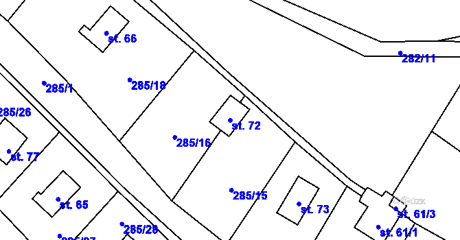 Parcela st. 72 v KÚ Makov, Katastrální mapa