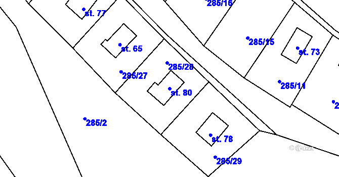 Parcela st. 80 v KÚ Makov, Katastrální mapa