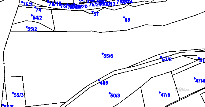 Parcela st. 55/6 v KÚ Malá Bělá, Katastrální mapa