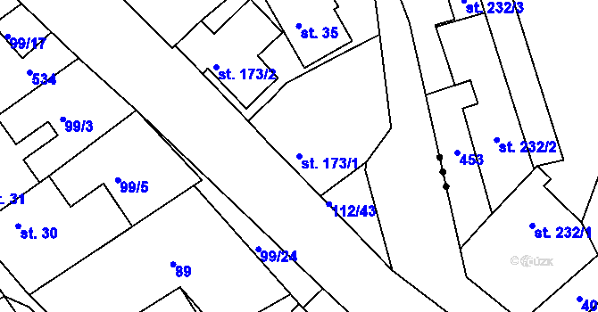 Parcela st. 173/1 v KÚ Malá Bělá, Katastrální mapa