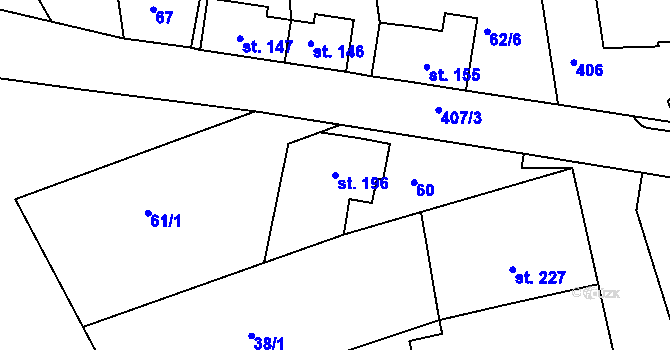 Parcela st. 196 v KÚ Malá Bělá, Katastrální mapa