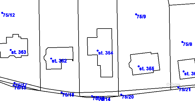 Parcela st. 354 v KÚ Malá Bělá, Katastrální mapa