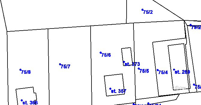 Parcela st. 75/6 v KÚ Malá Bělá, Katastrální mapa