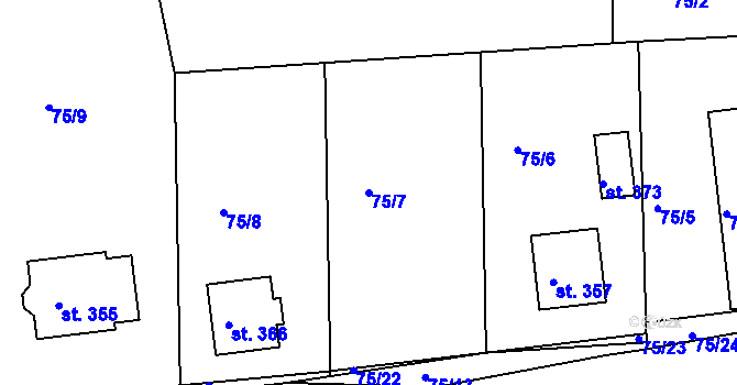 Parcela st. 75/7 v KÚ Malá Bělá, Katastrální mapa