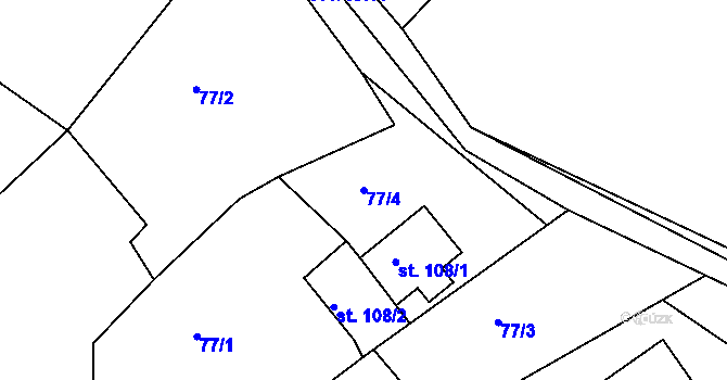 Parcela st. 77/4 v KÚ Malá Bělá, Katastrální mapa
